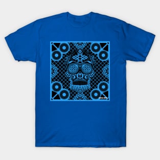 blue pattern in picnic death skull ecopop T-Shirt